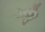 Drawing nude woman lying