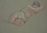 Drawing nude big woman reclining