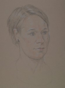 Portrait drawing of a young woman